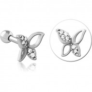 SURGICAL STEEL JEWELED TRAGUS MICRO BARBELL PIERCING