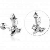 SURGICAL STEEL JEWELLED TRAGUS MICRO BARBELL