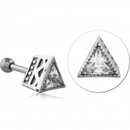 SURGICAL STEEL JEWELED TRAGUS MICRO BARBELL - TRIANGLE