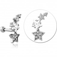 SURGICAL STEEL JEWELED TRAGUS MICRO BARBELL