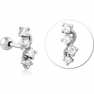SURGICAL STEEL JEWELLED TRAGUS MICRO BARBELL