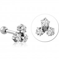 SURGICAL STEEL JEWELLED TRAGUS MICRO BARBELL - STARS