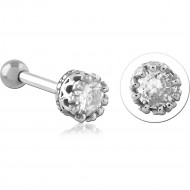 SURGICAL STEEL JEWELED TRAGUS MICRO BARBELL