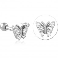SURGICAL STEEL JEWELLED TRAGUS MICRO BARBELL