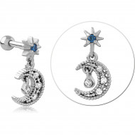 SURGICAL STEEL JEWELLED TRAGUS MICRO BARBELL WITH ENAMEL
