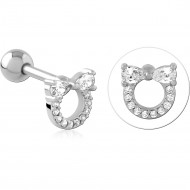 SURGICAL STEEL JEWELED TRAGUS MICRO BARBELL