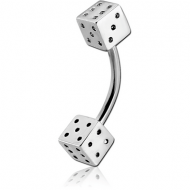 SURGICAL STEEL CURVED MICRO BARBELL WITH DICES