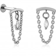 SURGICAL STEEL MICRO LABRET WITH JEWELED ATTACHMENT