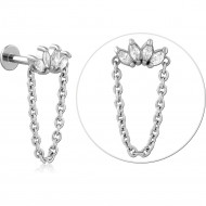 SURGICAL STEEL MICRO LABRET WITH JEWELLED ATTACHMENT