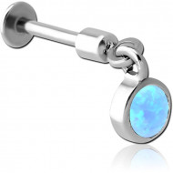 SURGICAL STEEL TRAGUS MICRO LABRET WITH SYNTHETIC OPAL CHARM PIERCING