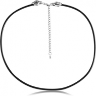 RUBBER NECKLACE WITH SURGICAL STEELLOCKER AND EXTENSION CHAIN