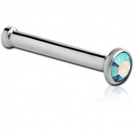 SURGICAL STEEL OPTIMA CRYSTAL JEWELLED NOSE BONE WITH SET STONE PIERCING