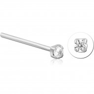 STERLING SILVER 925 JEWELED PRONG SET STRAIGHT NOSE STUD