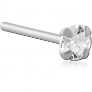 STERLING SILVER 925 JEWELED PRONG SET STRAIGHT NOSE STUD