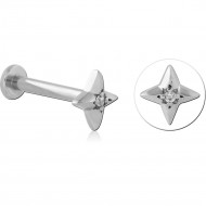 SURGICAL STEEL JEWELED THREADLESS LABRET