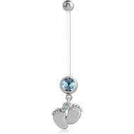 PTFE PREGNANCY NAVEL BANANA WITH FEET DANGLING VALUE JEWELED CHARM