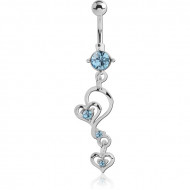 RHODIUM PLATED JEWELLED FASHION NAVEL BANANA PIERCING