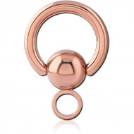 ROSE GOLD PVD COATED SURGICAL STEEL BALL CLOSURE RING WITH HOOP