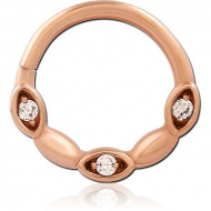 ROSE GOLD PVD COATED SURGICAL STEEL JEWELED SEAMLESS RING