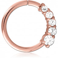 ROSE GOLD PVD COATED SURGICAL STEEL JEWELED SEAMLESS RING