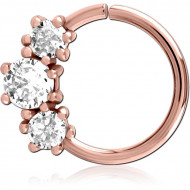 ROSE GOLD PVD COATED SURGICAL STEEL JEWELED SEAMLESS RING