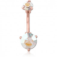 ROSE GOLD PVD COATED SURGICAL STEEL DOUBLE JEWELED NAVEL BANANA PIERCING