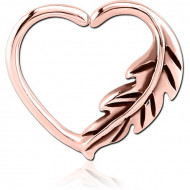 ROSE GOLD PVD COATED SURGICAL STEEL OPEN HEART SEAMLESS RING PIERCING