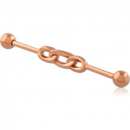 ROSE GOLD PVD COATED SURGICAL STEEL INDUSTRIAL BARBELL WITH SLIDING CHARM