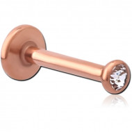 ROSE GOLD PVD COATED SURGICAL STEEL INTERNALLY THREADED SWAROVSKI CRYSTAL JEWELLED MICRO LABRET