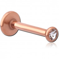 ROSE GOLD PVD COATED SURGICAL STEEL INTERNALLY THREADED SWAROVSKI CRYSTAL JEWELLED MICRO LABRET