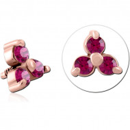 ROSE GOLD PVD COATED SURGICAL STEEL JEWELED MICRO ATTACHMENT FOR 1.2MM INTERNALLY THREADED PINS PIERCING