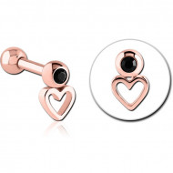 ROSE GOLD PVD COATED SURGICAL STEEL JEWELLED TRAGUS MICRO BARBELL - HEART