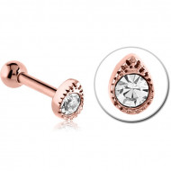 ROSE GOLD PVD COATED SURGICAL STEEL JEWELLED TRAGUS MICRO BARBELL - DROP PIERCING
