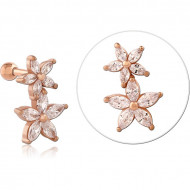 ROSE GOLD PVD COATED SURGICAL STEEL JEWELED TRAGUS MICRO BARBELL PIERCING