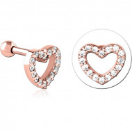 ROSE GOLD PVD COATED SURGICAL STEEL JEWELED TRAGUS MICRO BARBELL - FLOWER