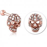 ROSE GOLD PVD COATED SURGICAL STEEL JEWELED TRAGUS MICRO BARBELL PIERCING