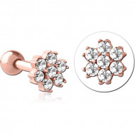 ROSE GOLD PVD COATED SURGICAL STEEL JEWELED TRAGUS MICRO BARBELL