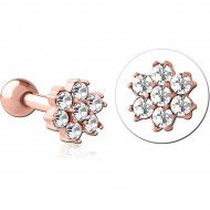 ROSE GOLD PVD COATED SURGICAL STEEL JEWELED TRAGUS MICRO BARBELL PIERCING