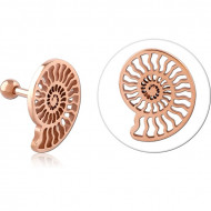 ROSE GOLD PVD COATED SURGICAL STEEL TRAGUS MICRO BARBELL - SHIP WHEEL