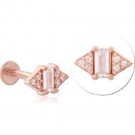ROSE GOLD PVD COATED SURGICAL STEEL MICRO LABRET WITH JEWELED ATTACHMENT