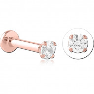 ROSE GOLD PVD COATED SURGICAL STEEL JEWELLED THREADLESS LABRET -ROUND PIERCING
