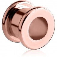 ROSE GOLD PVD COATED STAINLESS STEEL ROUND-EDGE THREADED TUNNEL PIERCING