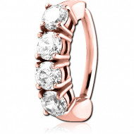 ROSE GOLD PVD COATED SURGICAL STEEL JEWELED BELLY CLICKER