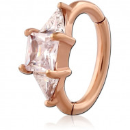 ROSE GOLD PVD COATED SURGICAL STEEL JEWELED BELLY CLICKER