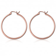 ROSE GOLD PVD COATED SURGICAL STEEL WIRE HOOP EARRINGS - ROUND