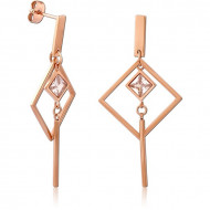 ROSE GOLD PVD COATED SURGICAL STEEL JEWELED EAR STUDS PAIR