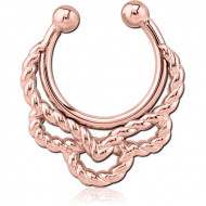ROSE GOLD PVD COATED SURGICAL STEEL FAKE SEPTUM RING - ROPE PIERCING
