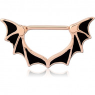 ROSE GOLD PVD COATED SURGICAL STEEL NIPPLE CLICKER - BAT WINGS PIERCING