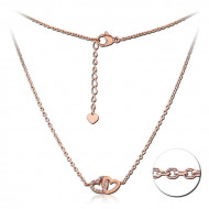 ROSE GOLD PVD SURGICAL STEEL JEWELED NECKLACE WITH PENDANT