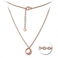 ROSE GOLD PVD SURGICAL STEEL JEWELED NECKLACE WITH PENDANT